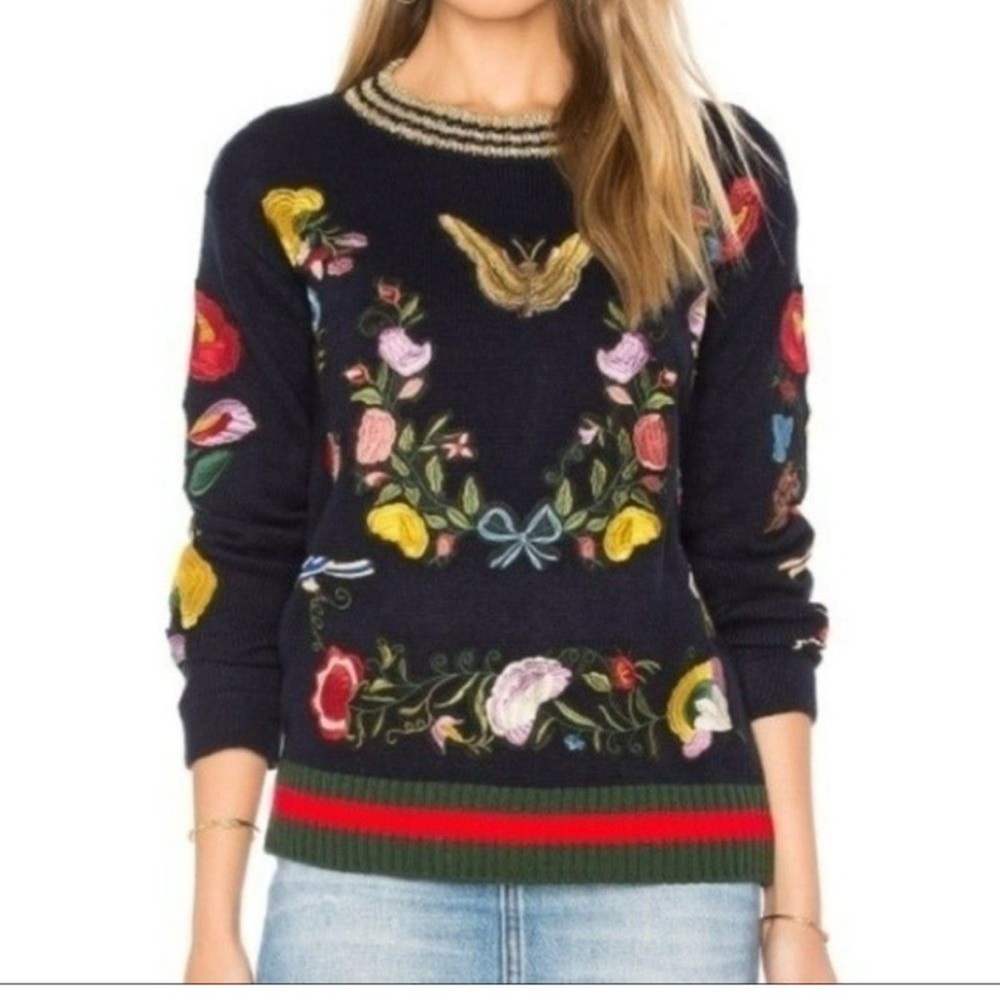 Central Park West Abbot Kinney Butterfly Sweater in Navy